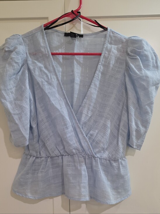 Forever 21 Tops - Forever 21 Light Blue V-Neck Peplum Blouse